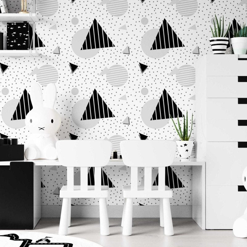 Papel de Parede Adesivo Geométrico Minimalista Poá N07088 - Papel na Parede