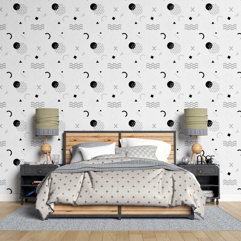 Papel de Parede Adesivo Geométrico Minimalista Preto e Branco N07091 - Papel na Parede