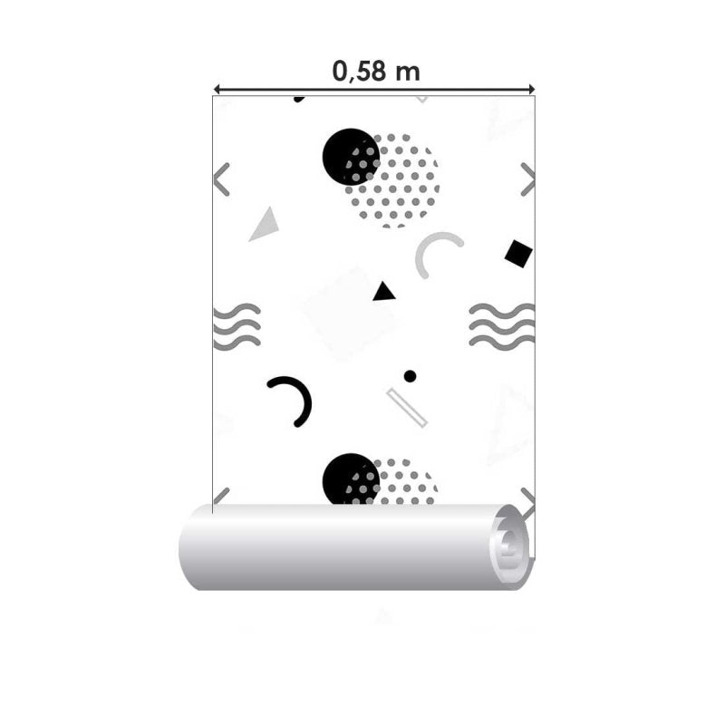 Papel de Parede Adesivo Geométrico Minimalista Preto e Branco N07091 - Papel na Parede