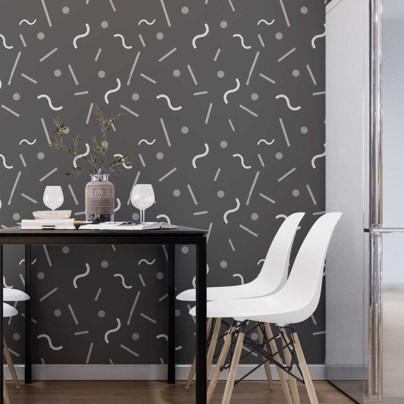Papel de Parede Adesivo Geométrico Minimalista Preto e Cinza N07086 - Papel na Parede