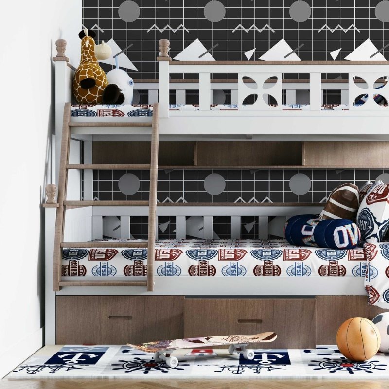 Papel de Parede Adesivo Geométrico Minimalista Preto Grade Branca N07090 - Papel na Parede