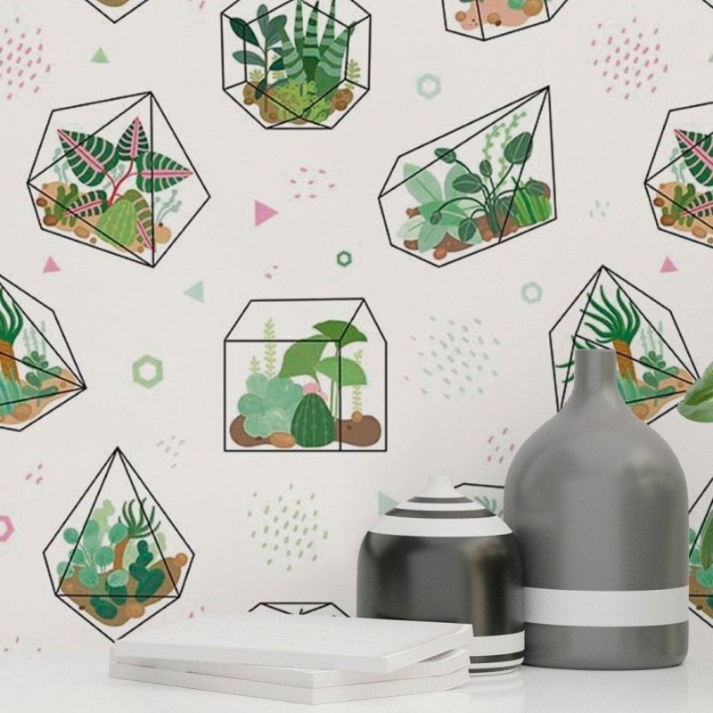 Papel de Parede Adesivo Geométrico Plantas Jovem N018119 - Papel na Parede
