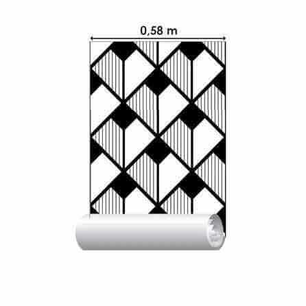 Papel de Parede Adesivo Geometrico Preto e Branco 0199 - Papel na Parede