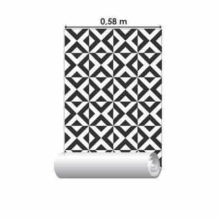 Papel de Parede Adesivo Geometrico Preto e Branco 078 - Papel na Parede