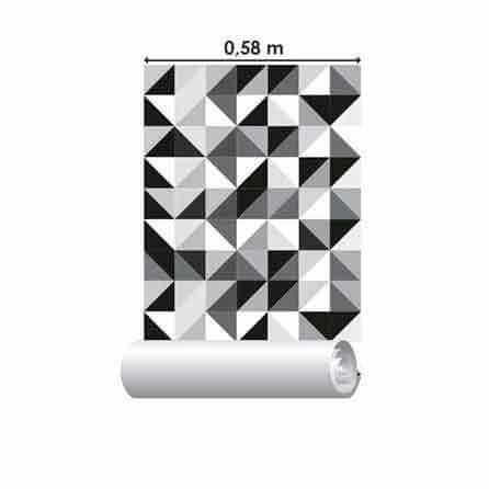 Papel de Parede Adesivo Geométrico Preto E Branco 141914704 - Papel na Parede