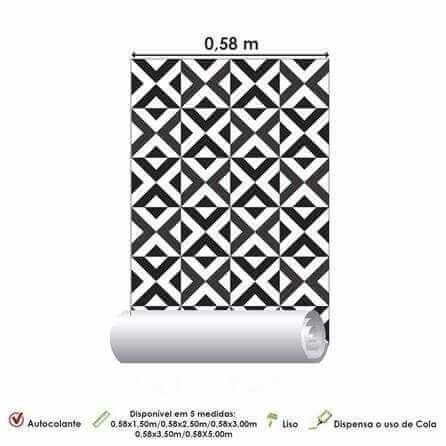 Papel de Parede Adesivo Geometrico preto e branco 380915 - Papel na Parede