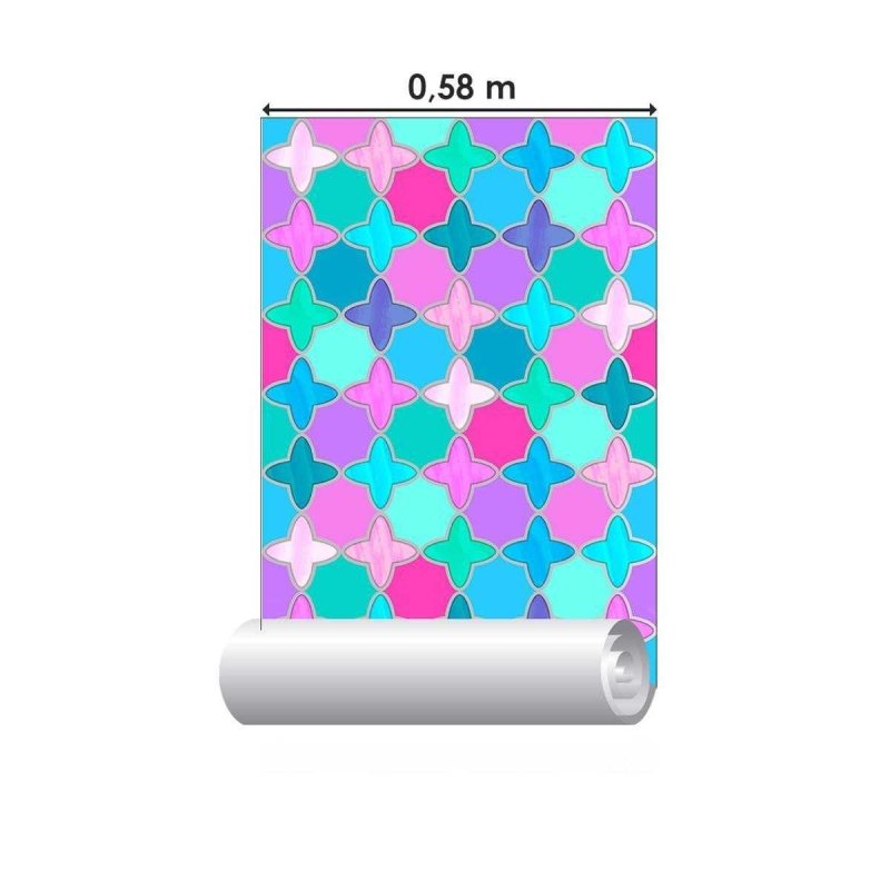 Papel de Parede Adesivo Geométrico Retrô Colorido N04196 - Papel na Parede