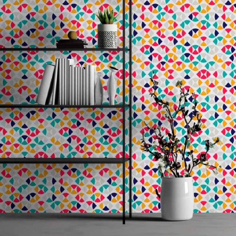 Papel de Parede Adesivo Geométrico Retrô N013084 - Papel na Parede