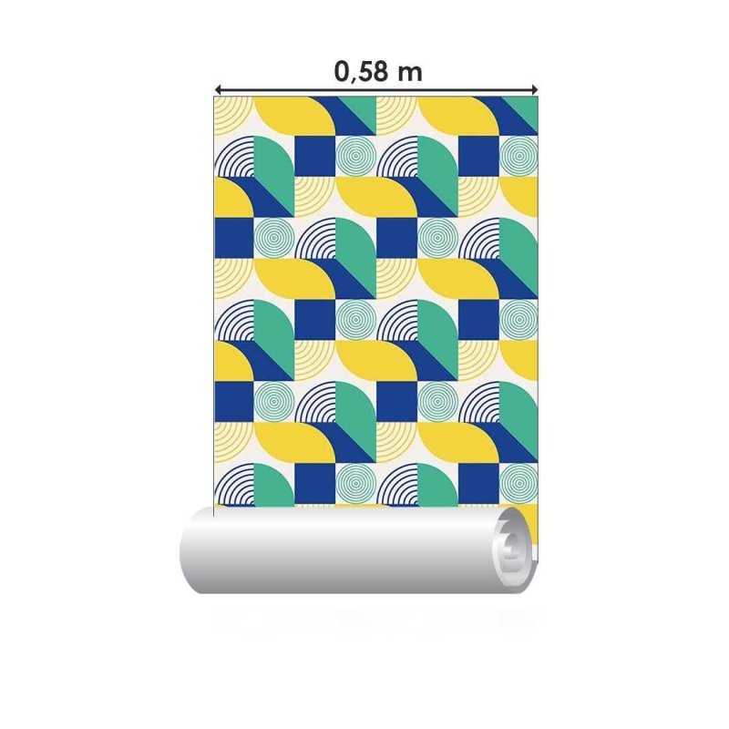 Papel de Parede Adesivo Geométrico Retrô N018090 - Papel na Parede
