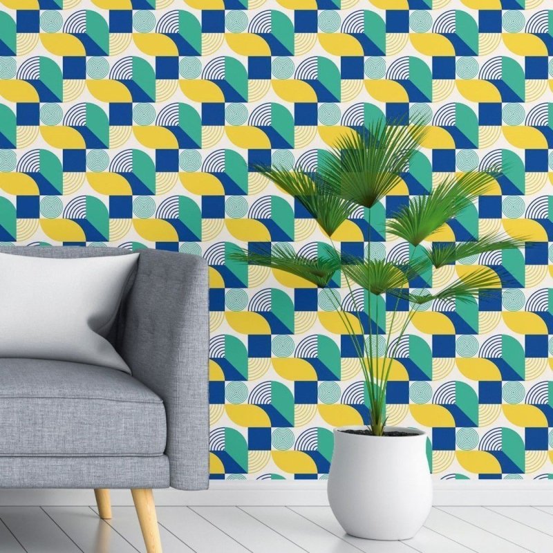Papel de Parede Adesivo Geométrico Retrô N018090 - Papel na Parede