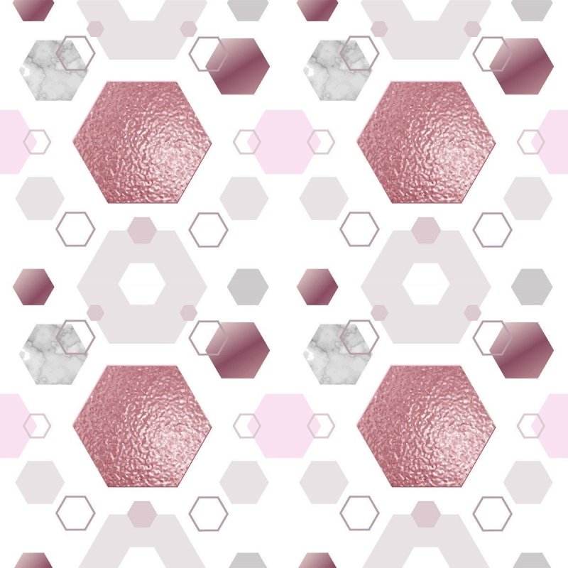 Papel de Parede Adesivo Geométrico Rose Gold Mármore N012065 - Papel na Parede