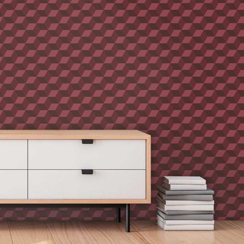 Papel de Parede Adesivo Geometrico Vermelho 3d 2576779 - Papel na Parede