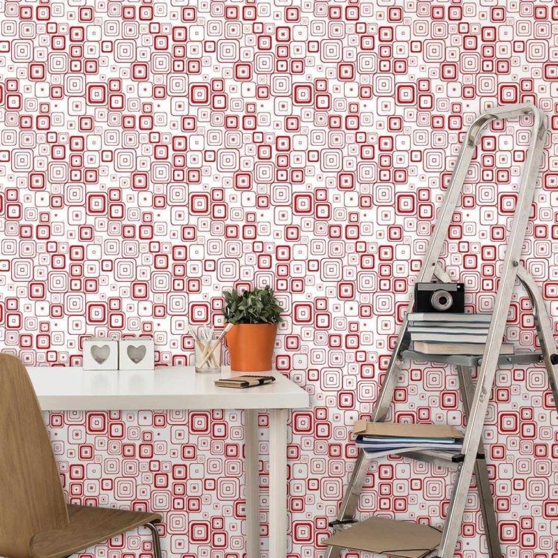 Papel de Parede Adesivo Geométrico Vermelho 846 - Papel na Parede