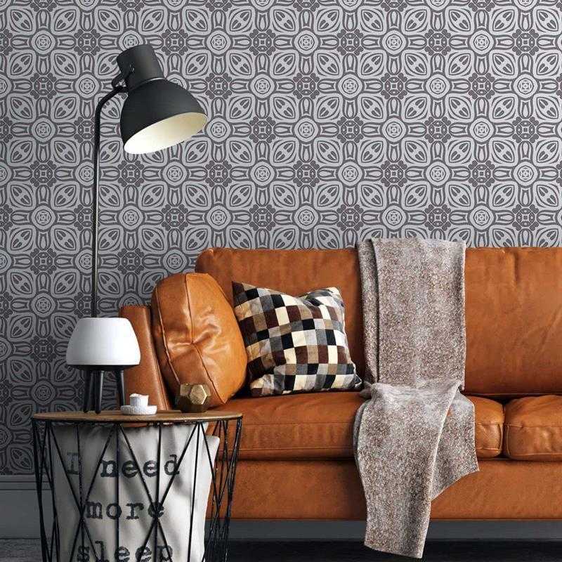 Papel de Parede Adesivo Geométrico Vintage Cinza N05199 - Papel na Parede