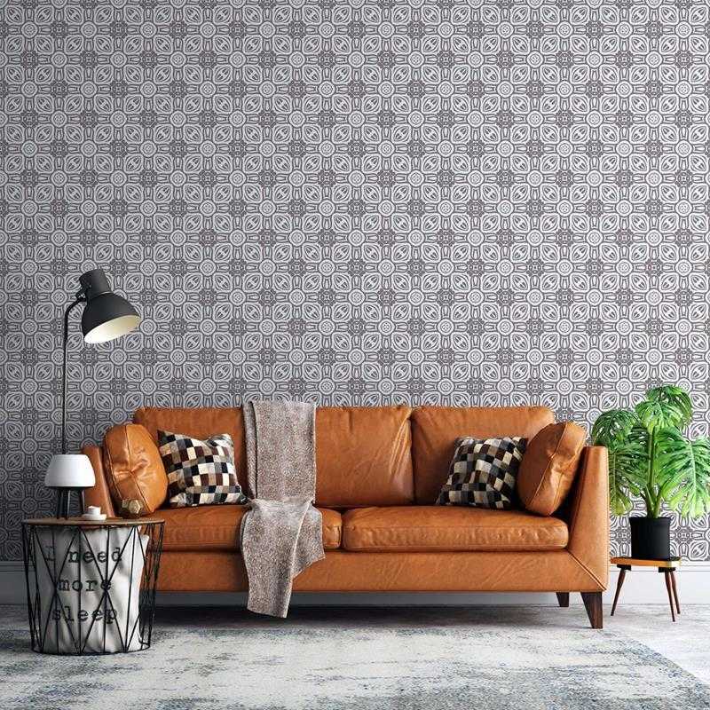 Papel de Parede Adesivo Geométrico Vintage Cinza N05199 - Papel na Parede