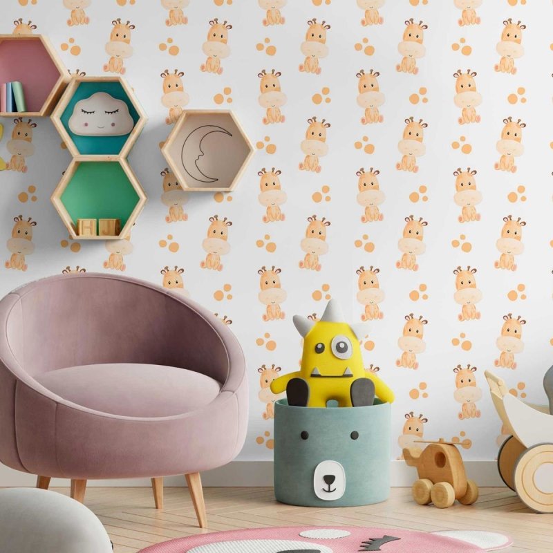 Papel de Parede Adesivo Girafas Cartoon N09029 - Papel na Parede