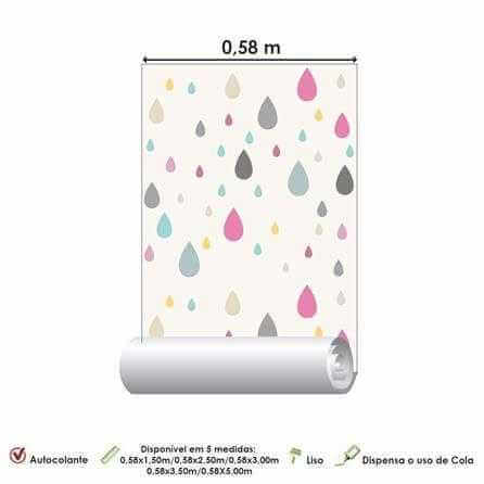 Papel de Parede Adesivo Gotas Colorido Chuva 545641 - Papel na Parede
