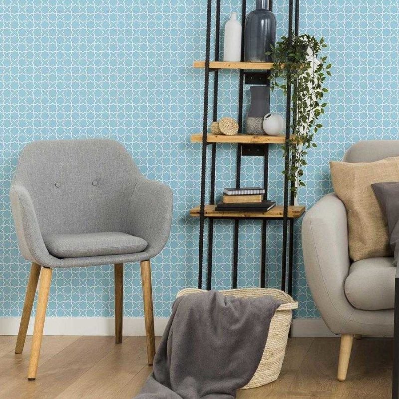 Papel de Parede Adesivo Grafismo Árabe Azul N06080 - Papel na Parede