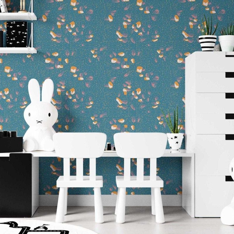 Papel de Parede Adesivo Granilite Azul e Laranja N07122 - Papel na Parede