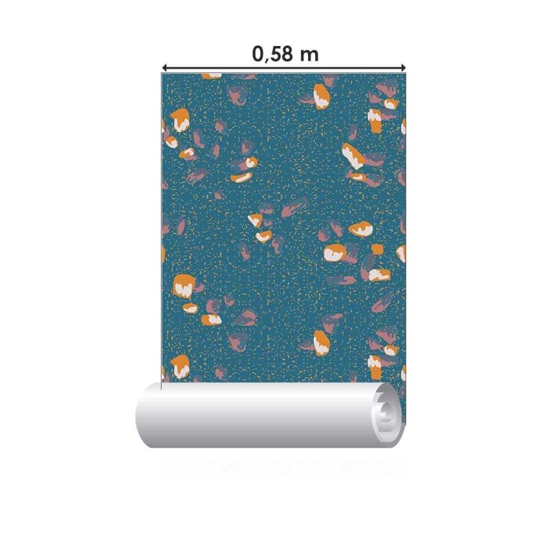 Papel de Parede Adesivo Granilite Azul e Laranja N07122 - Papel na Parede