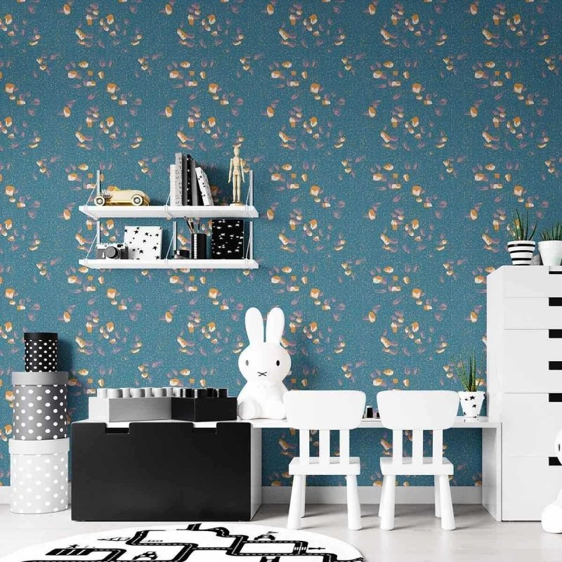 Papel de Parede Adesivo Granilite Azul e Laranja N07122 - Papel na Parede