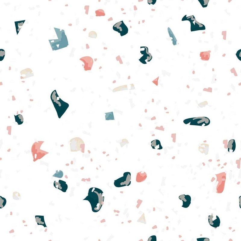 Papel de Parede Adesivo Granilite Branco Pedras Grandes Coloridas N07118 - Papel na Parede