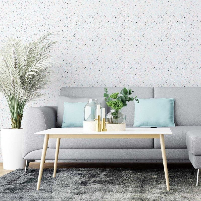 Papel de Parede Adesivo Granilite Colorido Branco N04285 - Papel na Parede