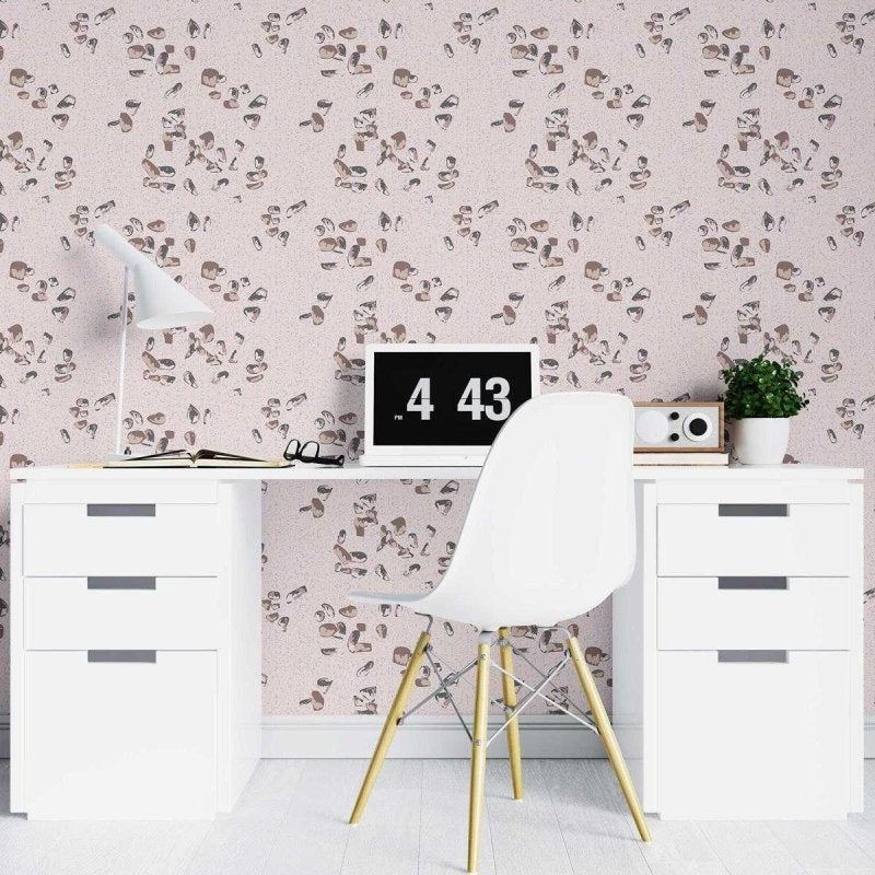 Papel de Parede Adesivo Granilite Rosa e Marrom N07138 - Papel na Parede