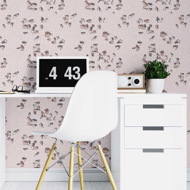 Papel de Parede Adesivo Granilite Rosa e Marrom N07138 - Papel na Parede