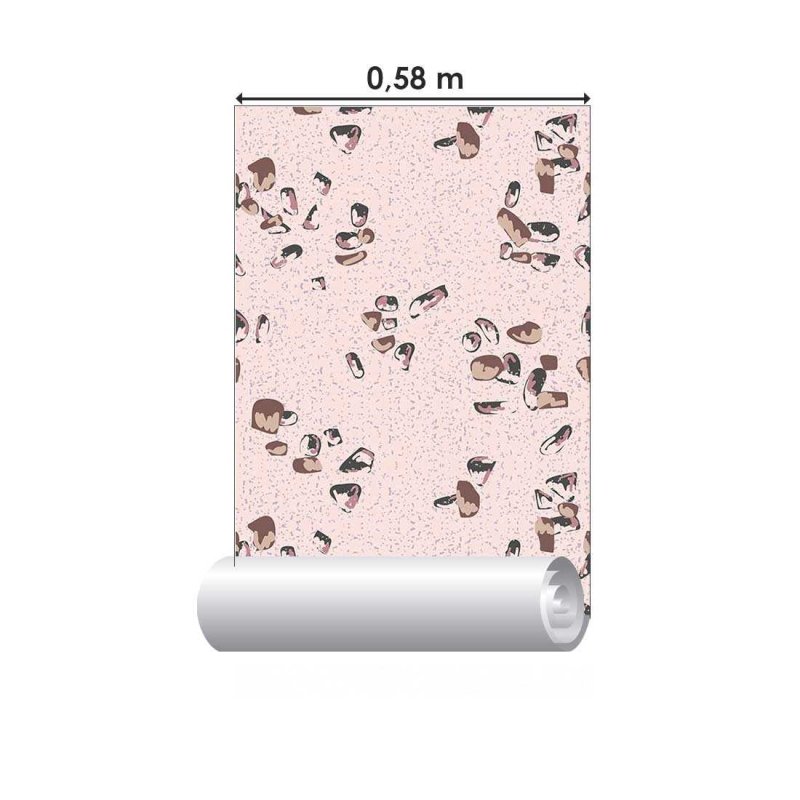 Papel de Parede Adesivo Granilite Rosa e Marrom N07138 - Papel na Parede