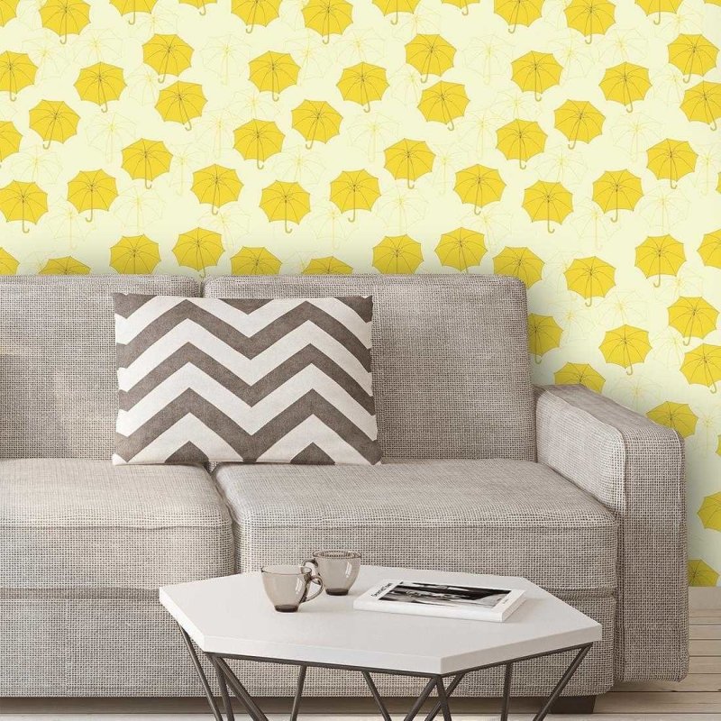 Papel de Parede Adesivo Guarda Chuva Amarelo Séries 64563 - Papel na Parede