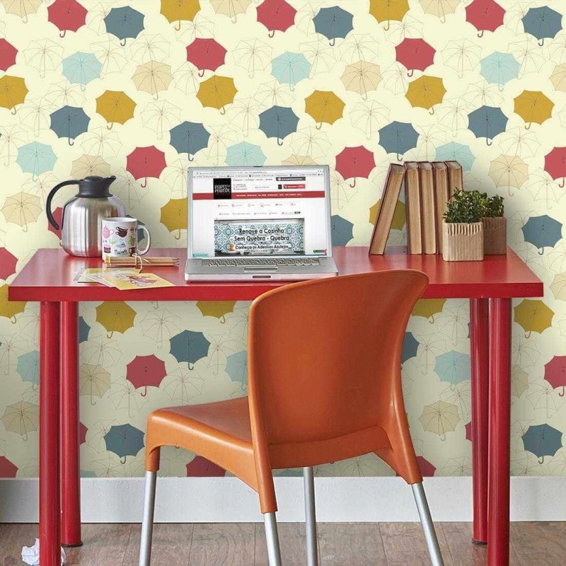Papel de Parede Adesivo Guarda Chuva Colorido 35466 - Papel na Parede