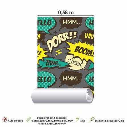 Papel de Parede Adesivo História em Quadrinho Super Herói Gibi Infantil 274261154 - Papel na Parede