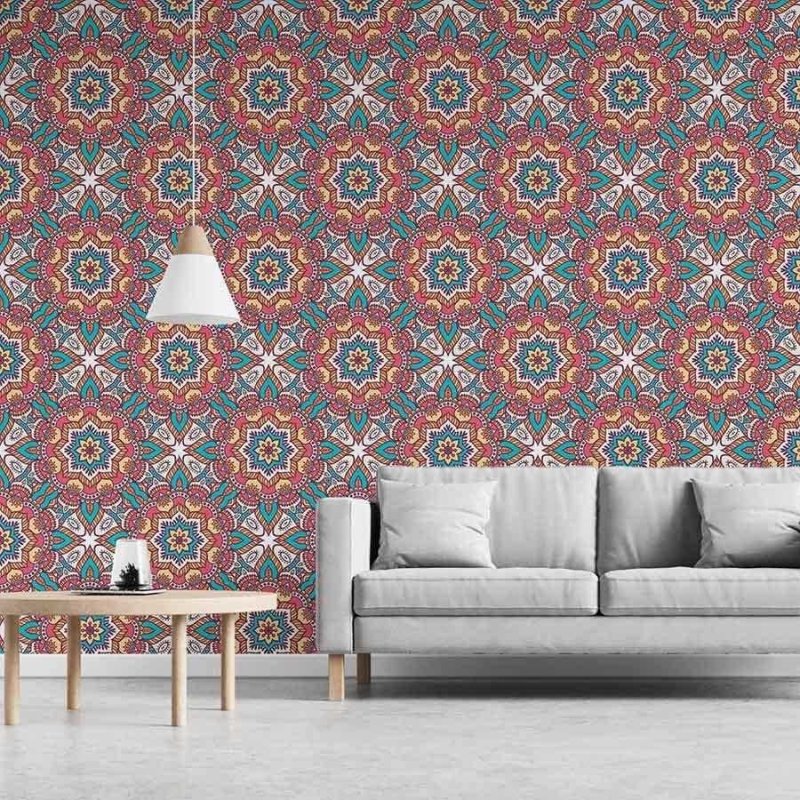 Papel de Parede Adesivo Indiano Colorido N03036 - Papel na Parede