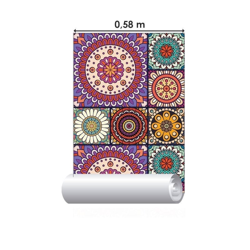 Papel de Parede Adesivo Indiano Mandala Colorido N015038 - Papel na Parede