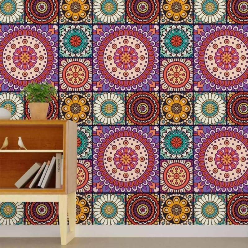 Papel de Parede Adesivo Indiano Mandala Colorido N015038 - Papel na Parede