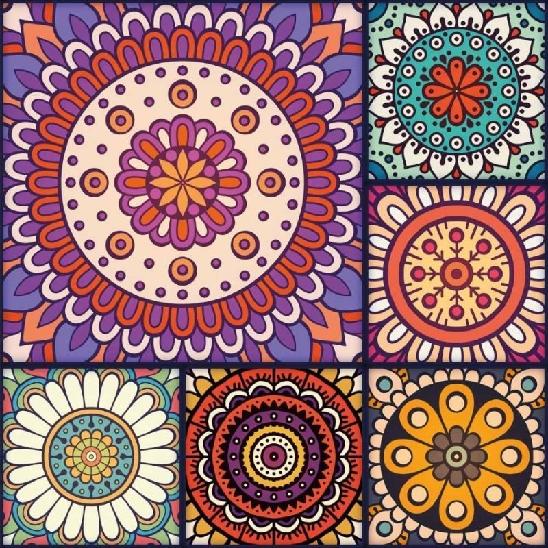 Papel de Parede Adesivo Indiano Mandala Colorido N015038 - Papel na Parede
