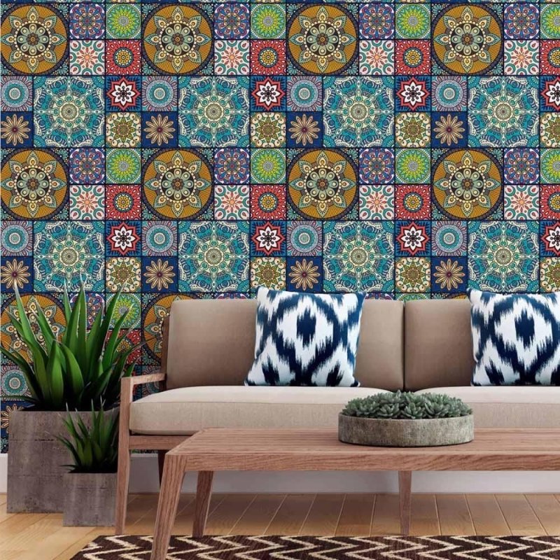 Papel de Parede Adesivo Indiano Mandala Colorido N015039 - Papel na Parede