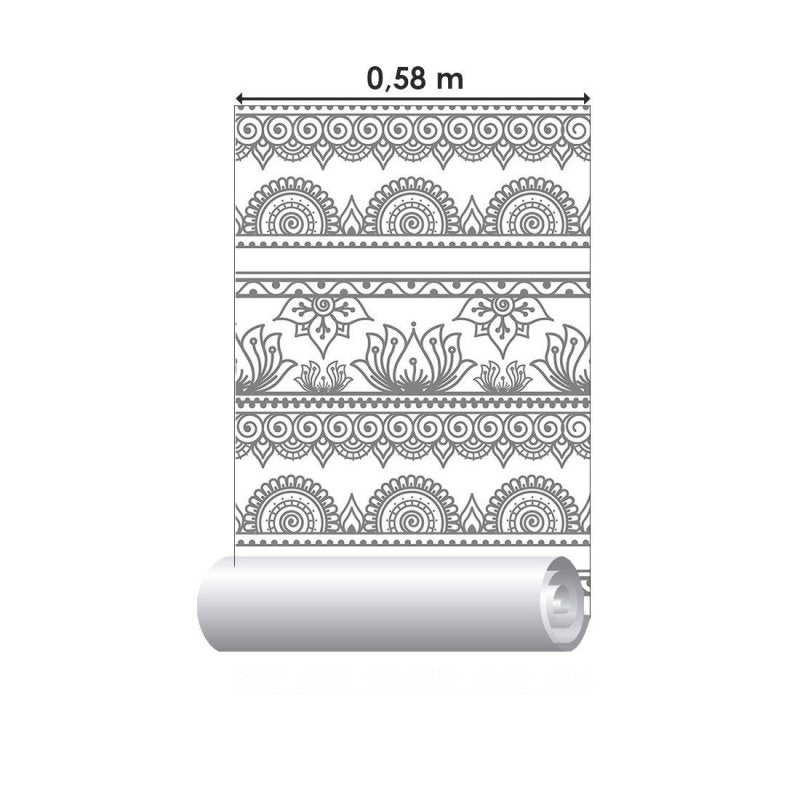 Papel de Parede Adesivo Indiano Mandala Colorir N015037 - Papel na Parede