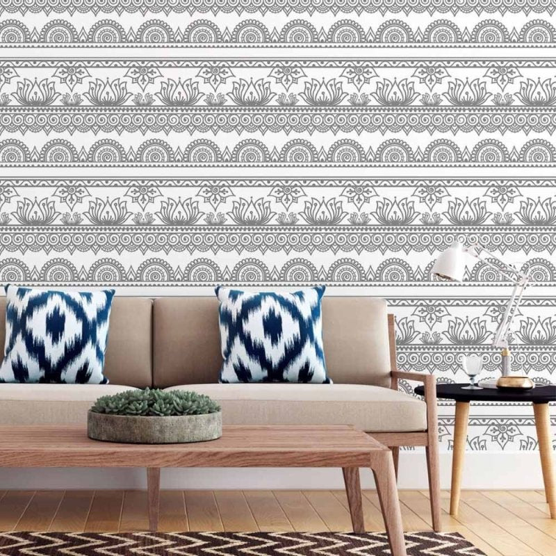 Papel de Parede Adesivo Indiano Mandala Colorir N015037 - Papel na Parede