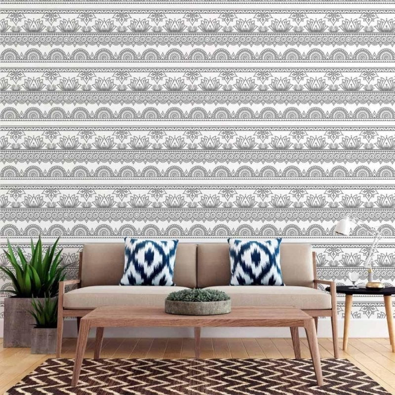 Papel de Parede Adesivo Indiano Mandala Colorir N015037 - Papel na Parede