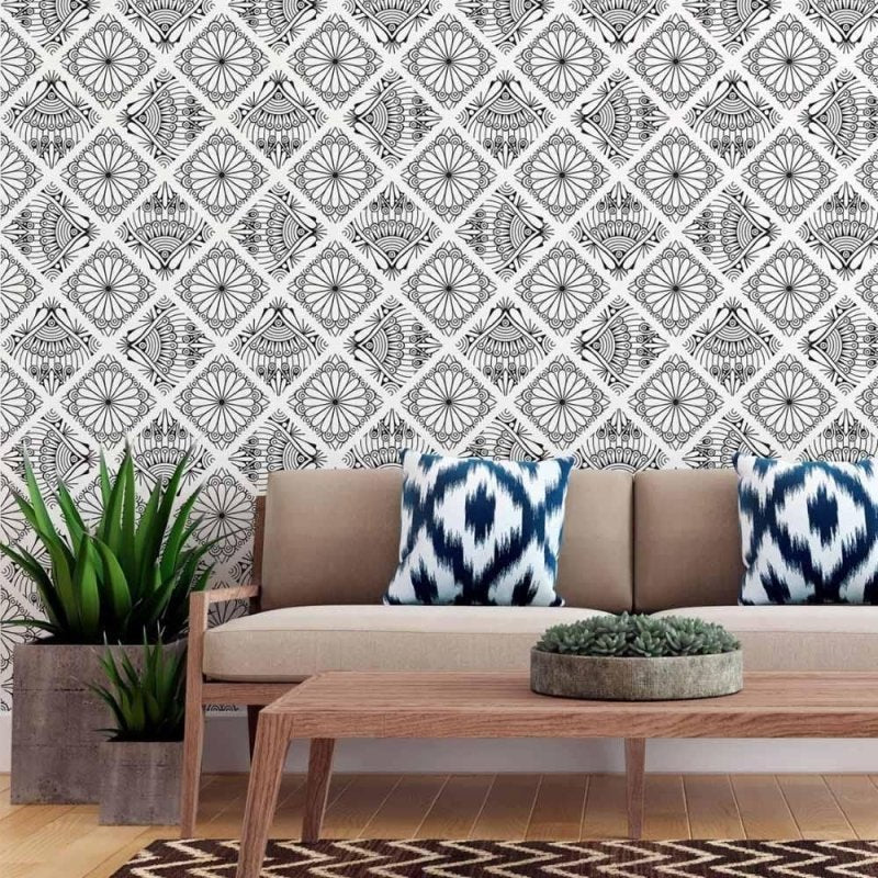 Papel de Parede Adesivo Indiano Mandala Colorir N015041 - Papel na Parede