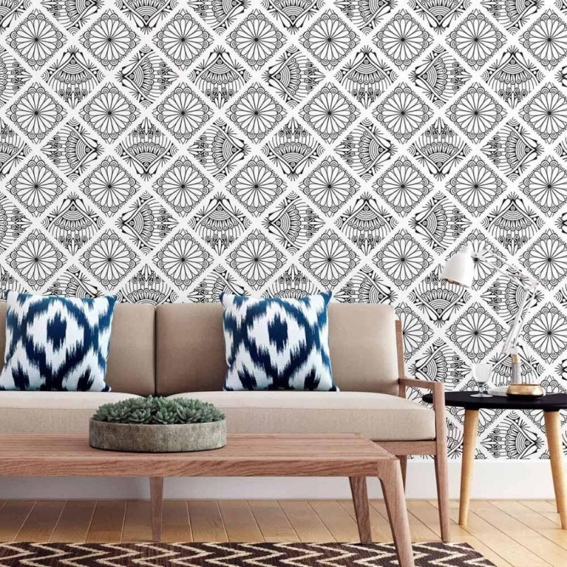 Papel de Parede Adesivo Indiano Mandala Colorir N015041 - Papel na Parede