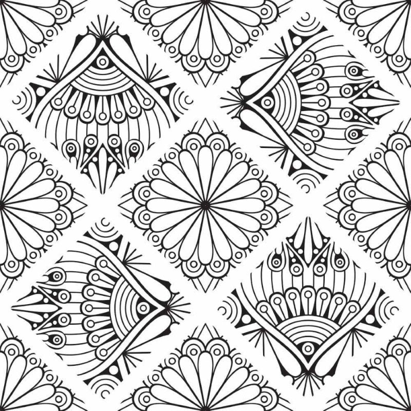 Papel de Parede Adesivo Indiano Mandala Colorir N015041 - Papel na Parede