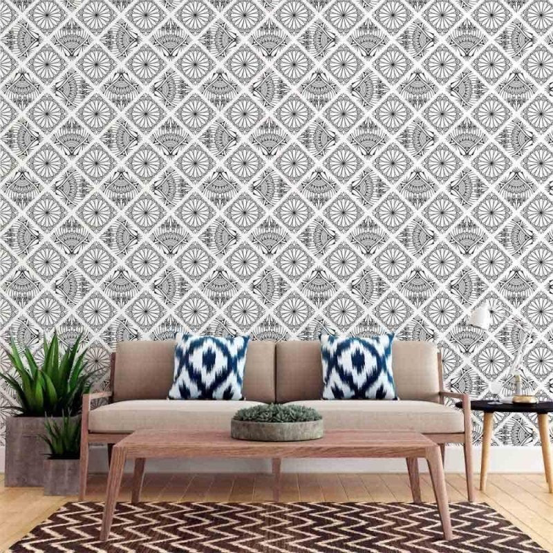 Papel de Parede Adesivo Indiano Mandala Colorir N015041 - Papel na Parede