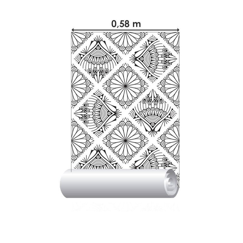 Papel de Parede Adesivo Indiano Mandala Colorir N015041 - Papel na Parede