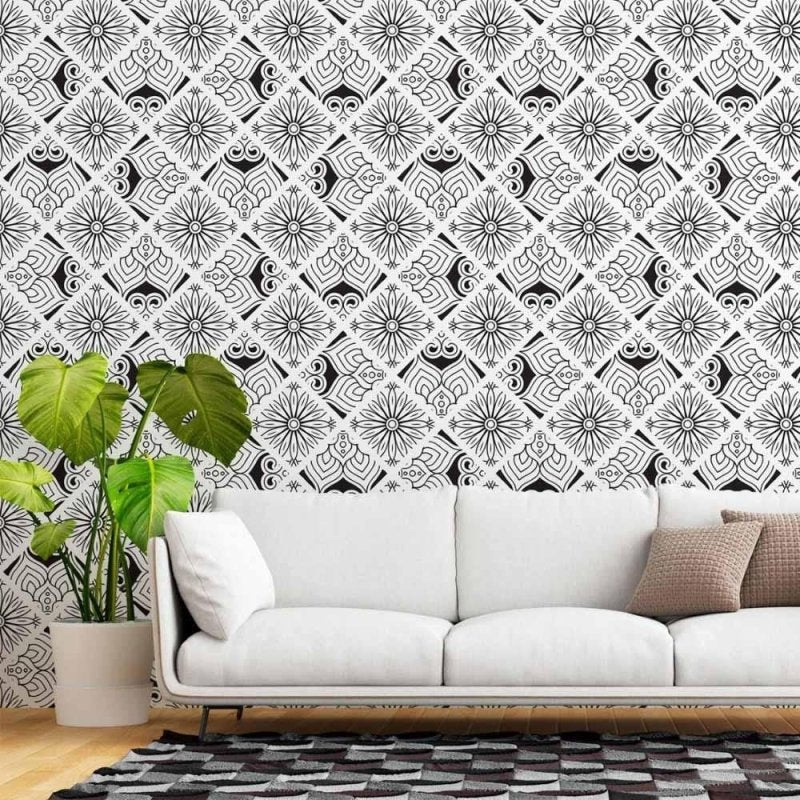 Papel de Parede Adesivo Indiano Mandala Colorir N015042 - Papel na Parede