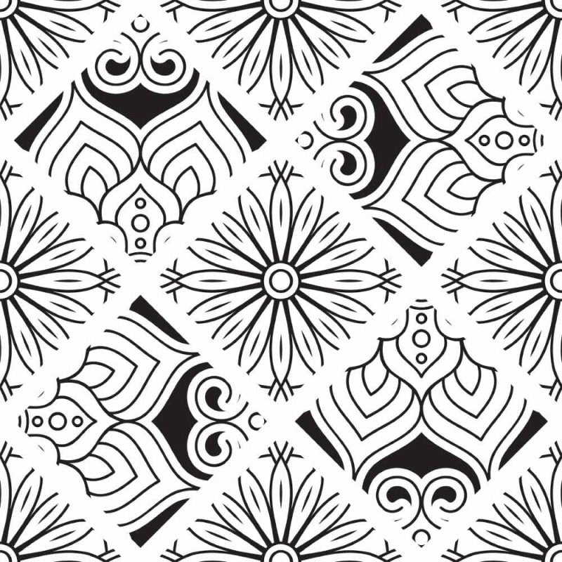 Papel de Parede Adesivo Indiano Mandala Colorir N015042 - Papel na Parede
