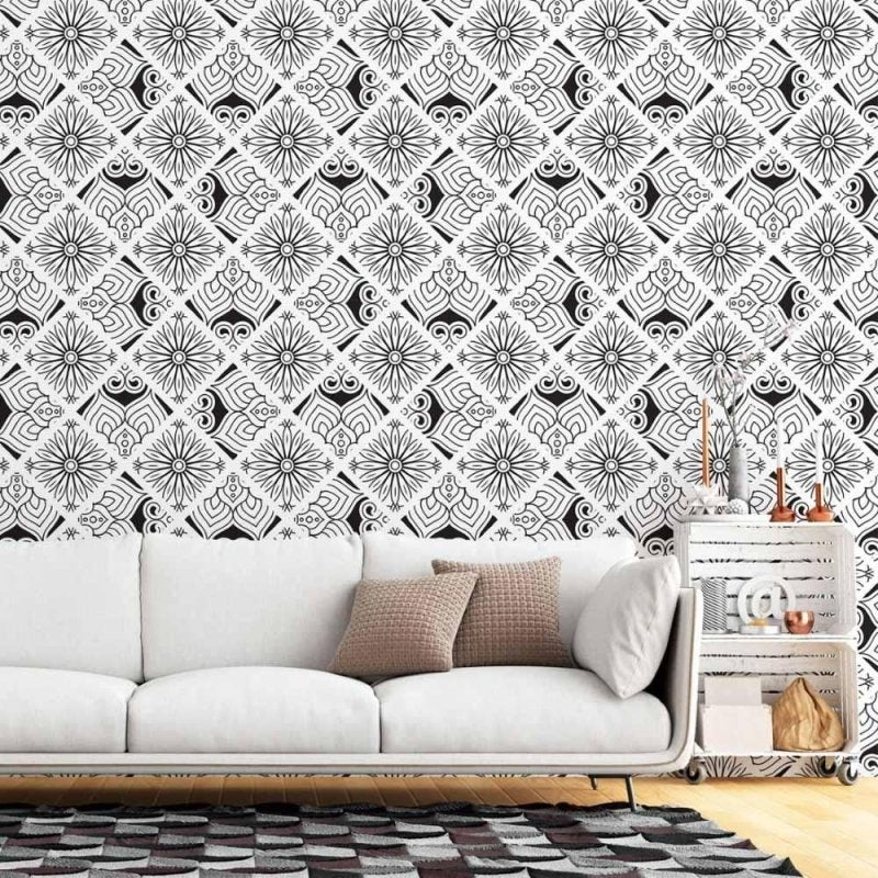 Papel de Parede Adesivo Indiano Mandala Colorir N015042 - Papel na Parede