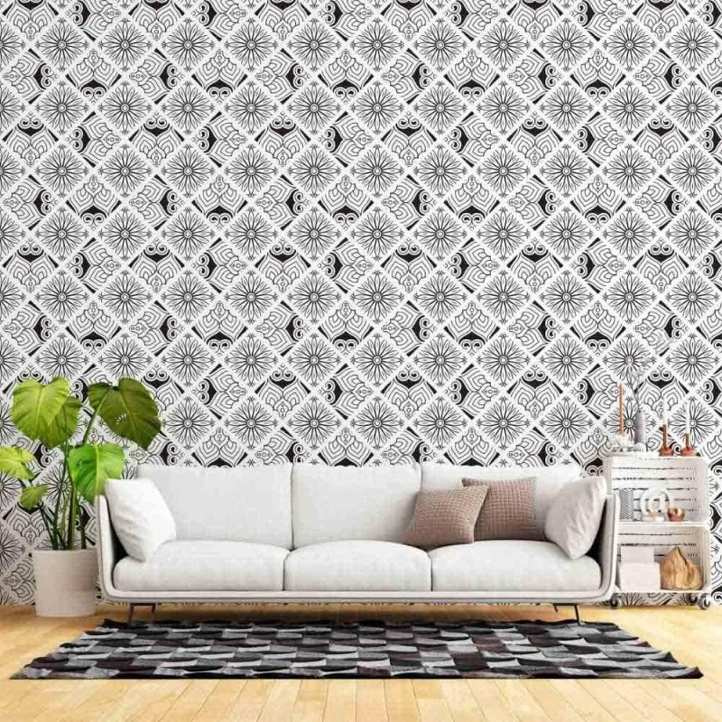 Papel de Parede Adesivo Indiano Mandala Colorir N015042 - Papel na Parede